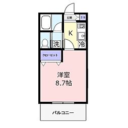 ラディーチェ 1Kの間取図画像