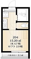 ＡＺＥＳＴＲＥＮＴ国分寺204号室 2階1Kの間取り