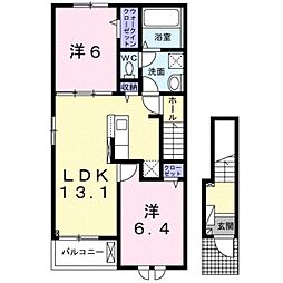 南海線 和歌山市駅 徒歩31分の賃貸アパート 2階2LDKの間取り