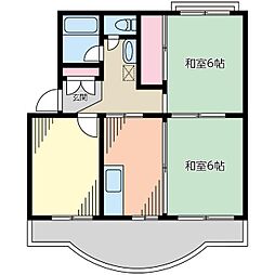 グリーンハイム 2階3DKの間取り