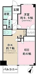アーバンコートサカス3 2LDKの間取図画像