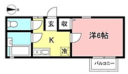 パークアベニューコトー 1Kの間取図画像