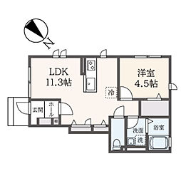 横浜市保土ケ谷区今井町アパート 1LDKの間取図画像