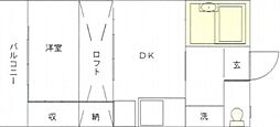 エル鷹の台2 1DKの間取図画像