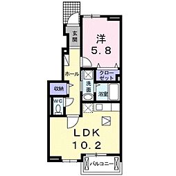 サニーレジデンス 1階1LDKの間取り