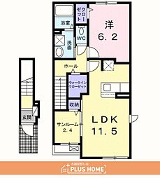 和歌山市三沢町4丁目アパート 1LDKの間取図画像