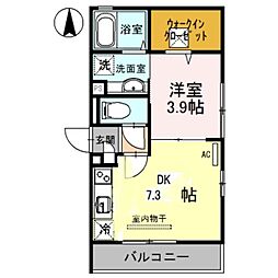 阪急京都本線 総持寺駅 徒歩7分の賃貸アパート 1階1DKの間取り