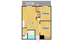 大産西新ビル 2LDKの間取図画像