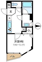 レタン 2階1Kの間取り