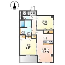 ヴェルージュ 2LDKの間取図画像
