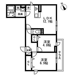 藤沢市本町1丁目マンション 2LDKの間取図画像