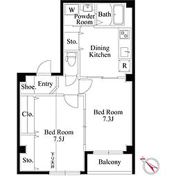カーサ　スズキ 4階2DKの間取り