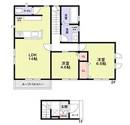 ハーベスト十番館 2階2LDKの間取り