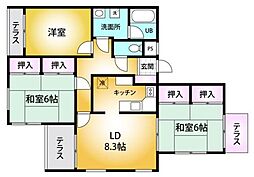 多摩平綿半グリーンコーポ 3LDKの間取図画像