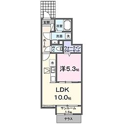 サウススターガーデン 1階1LDKの間取り