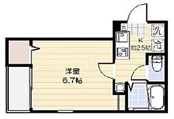 都営新宿線 大島駅 徒歩9分の賃貸アパート 2階1Kの間取り