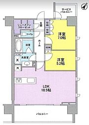 JR山手線 五反田駅 徒歩7分の賃貸マンション 3階2LDKの間取り