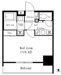 パークキューブ新板橋 12階1Kの間取り