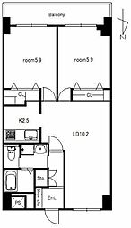 エスタールビル 4階3LDKの間取り