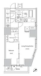 ザ・パークハビオ市ヶ谷ウエスト 1LDKの間取図画像