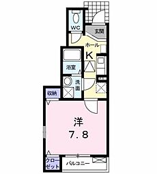 ピアチェーヴォレ 1階1Kの間取り
