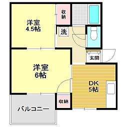 ジョージハウス 2DKの間取図画像