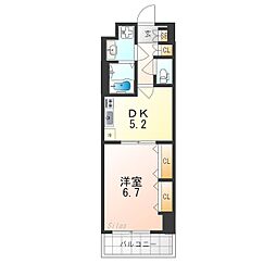 アーバネックス室町 5階1DKの間取り