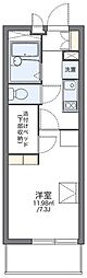 レオパレスハポネス3 1Kの間取図画像