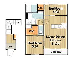 リーブルファイン相模原中央区中央 2階2LDKの間取り