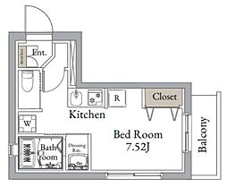 東京メトロ有楽町線 月島駅 徒歩3分の賃貸マンション 4階ワンルームの間取り