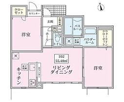 グランセレッソ湘南 2LDKの間取図画像