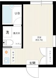 Ludens戸越公園I 3階ワンルームの間取り