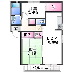 JR紀勢本線 宮前駅 徒歩13分の賃貸アパート 1階2LDKの間取り