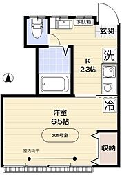 アウローラ 2階1Kの間取り