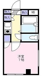 恭和コーポ南台 2階1Kの間取り