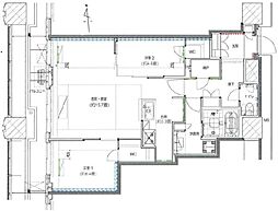 富久クロスコンフォートタワー 38階2LDKの間取り