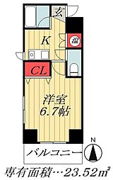 JR総武線 市川駅 徒歩15分の賃貸マンション 3階1Kの間取り