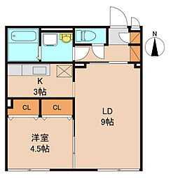ブランドール村田 1LDKの間取図画像
