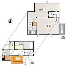 CB天神アルマ 1Kの間取図画像