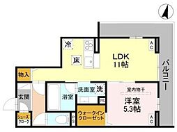 ふじみ野市ふじみ野4丁目アパート 1LDKの間取図画像