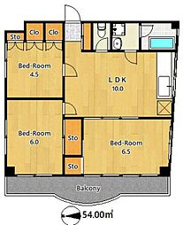 プラネット本町 3LDKの間取図画像