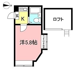 ケーオーハイム 1階1Kの間取り