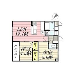 福岡市南区大橋3丁目マンション 2LDKの間取図画像