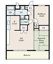 グランドール一橋学園2 2LDKの間取図画像