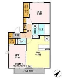 アステール 2階2LDKの間取り
