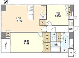 ナーベルお茶の水 2LDKの間取図画像