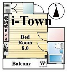 オコスビル 3階ワンルームの間取り