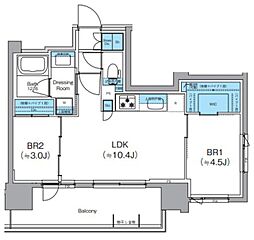 クレヴィアリグゼ錦糸町 2LDKの間取図画像