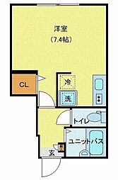 京成本線 青砥駅 徒歩9分の賃貸アパート 1階ワンルームの間取り