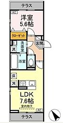 D-ROOM松木A 1階1LDKの間取り